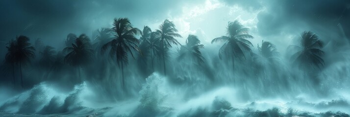 Seaside plantation braces for impact of intense ocean storm - obrazy, fototapety, plakaty