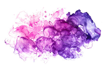 Purple and pink watercolor paint blotch on white background.