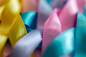 A bunch of ribbons in different colors are arranged in a pattern - Powered by Adobe