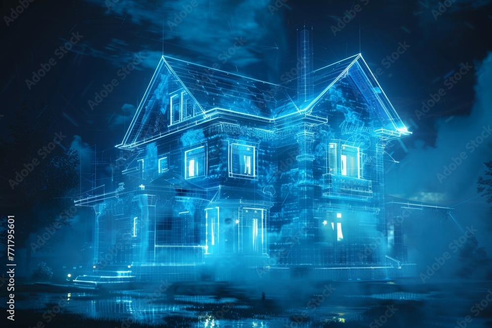 Poster smart house concept. background with selective focus and copy space