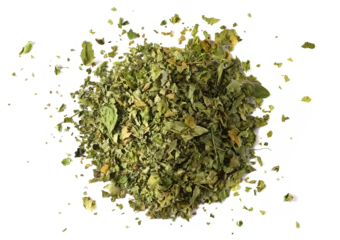 Foto auf Acrylglas  Organic Moringa green tea isolated on white, top view © dule964