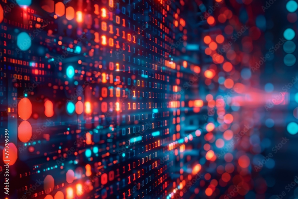 Poster a computer screen with a bunch of red and blue numbers