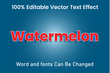 Watermelon Editable 3d text style effect vector template
