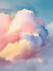 Watercolor Cloud With Pastel Colour