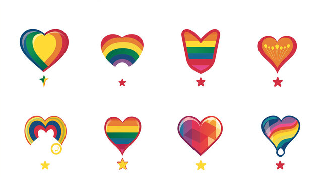 Pride month. LGBT icons. LGBT pride flag background copy space for text. 
