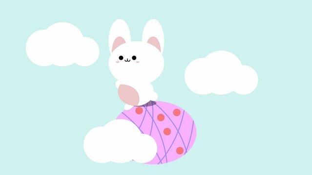 4k animation of cute bunny characters for easter