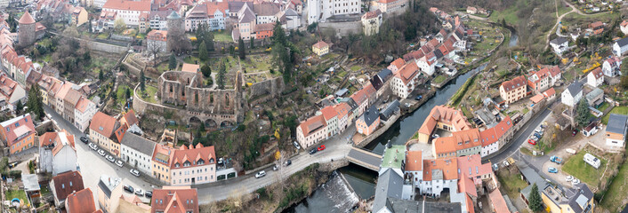Panoramic Aerial View of Bautzen and its Historical Core and River