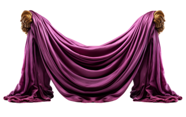 A luxurious purple cloth gracefully draped over a pristine white background