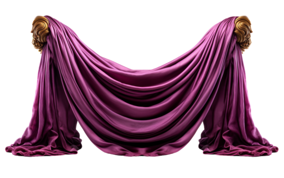 A luxurious purple cloth gracefully draped over a pristine white background