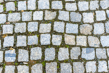 Textured Cobblestone Pavement Close-Up View