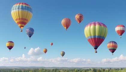 Fototapeta premium Colorful air balloons flying in the sky over clouds landscape