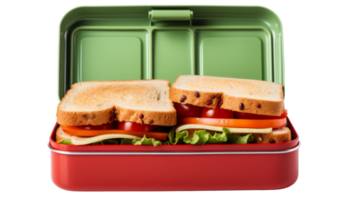 A lunch box featuring a delectable sandwich