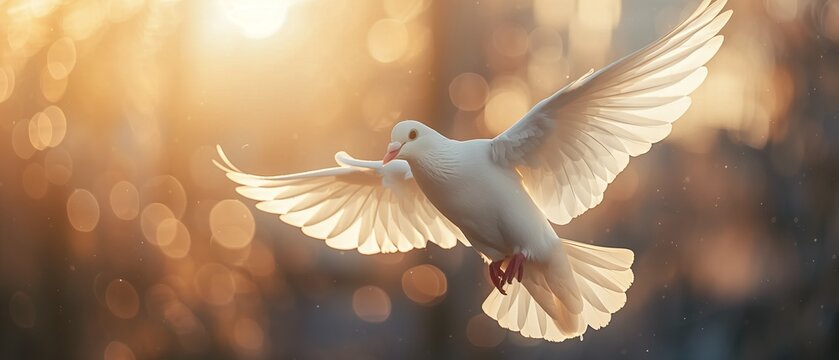 Winged dove with copy space, a representation of the New Testament Holy Spirit