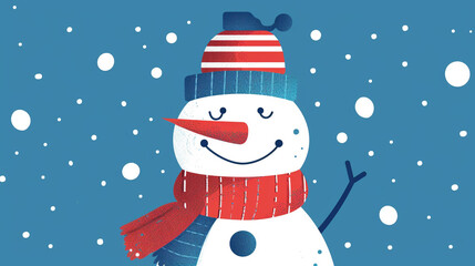 Naklejka premium snowman with christmas tree