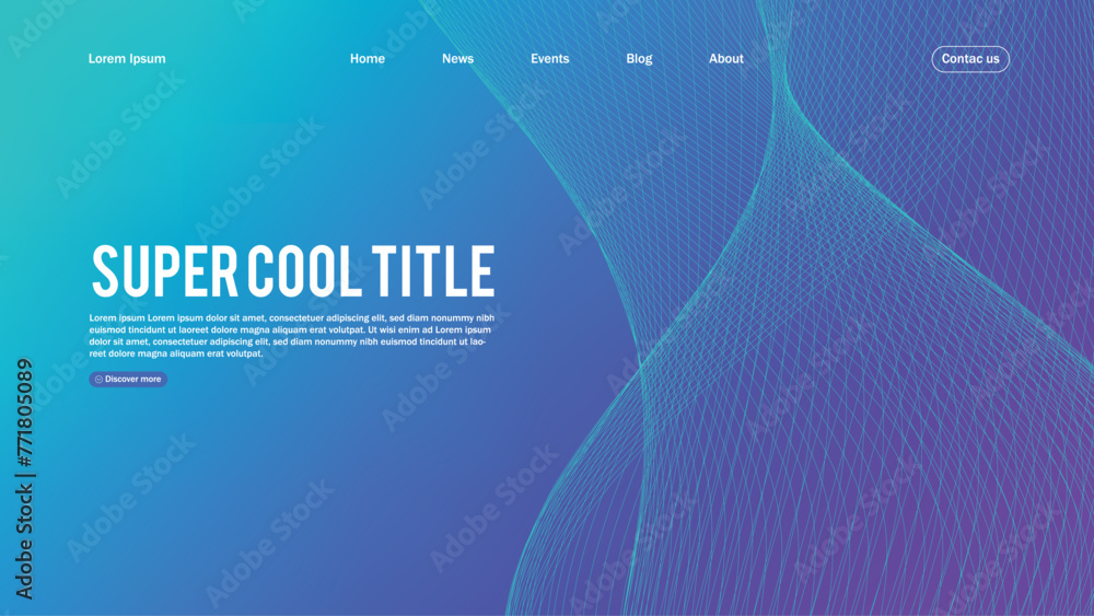 Poster landing page abstract design. template for website or app. colorful abstract minimal wave