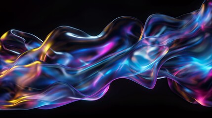 Abstract iridescent shape on black background