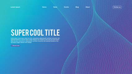 Landing page abstract design. Template for website or app. Colorful abstract minimal wave