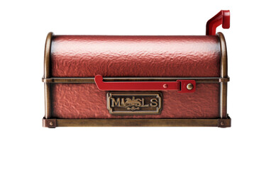 A vibrant red mailbox stands out with its matching red handle