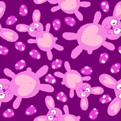 Easter animals bunnies seamless rabbit and eggs pattern for wrapping paper and kids clothes print and party accessories