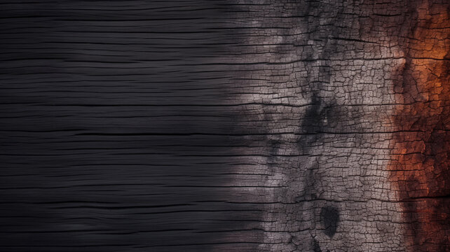 Wood in various states: burnt, weathered; background image