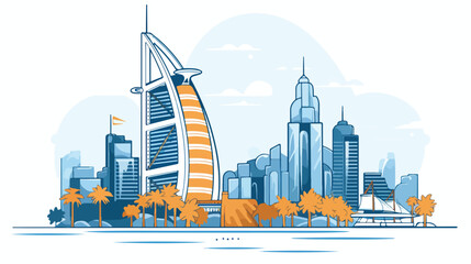 Burj Al Arab - Dubai U.E.A Lineal Icon - Landmarks - obrazy, fototapety, plakaty