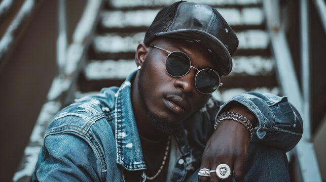 A man in urban rap fashion style