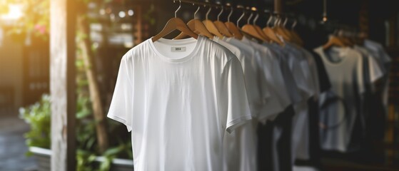 T-shirt Template. Men's Clothing Mock Up with White T-shirt