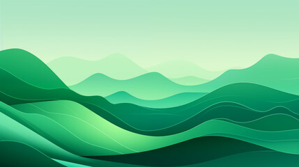 Abstract green landscape wallpaper background design with hills and mountains.
