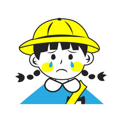 泣く幼稚園児の女の子。シンプルなベクターイラスト。
A crying kindergarten girl. Simple vector illustration.