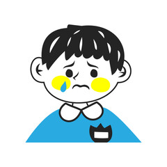 泣く幼稚園児の男の子。シンプルなベクターイラスト。
A crying kindergarten boy. Simple vector illustration.