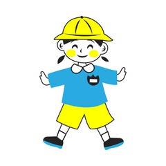 幼稚園児の女の子。シンプルなベクターイラスト。
A kindergarten girl. Simple vector illustration.