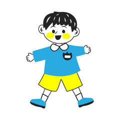 幼稚園児の男の子。シンプルなベクターイラスト。
A kindergarten boy. Simple vector illustration.