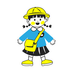 幼稚園児の女の子。シンプルなベクターイラスト。
A kindergarten girl. Simple vector illustration.