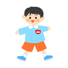 幼稚園児の男の子。フラットなベクターイラスト。
A kindergarten boy. Flat vector illustration.