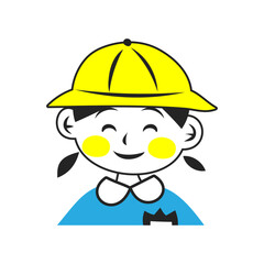 笑う幼稚園児の女の子。シンプルなベクターイラスト。
A laughing kindergarten girl. Simple vector illustration.