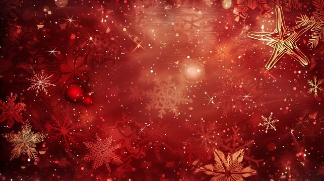 A background that can be used in Christmas and New Year-themed designs is red with snow particles.