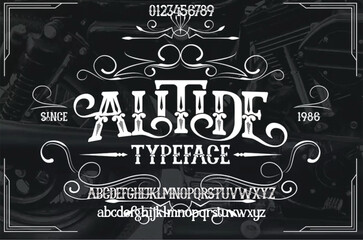 A Vintage Font with upper and lower case, numbers, and special signs as well. It is perfect for logo and packaging design, short phrases, or headlines