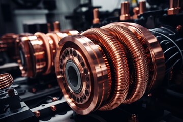 A glimpse into the complex world of an electric motor core within a high-tech manufacturing plant - obrazy, fototapety, plakaty