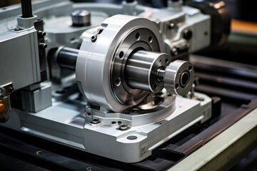An In-Depth Look at a Rotary Table in an Industrial Workshop Setting - obrazy, fototapety, plakaty