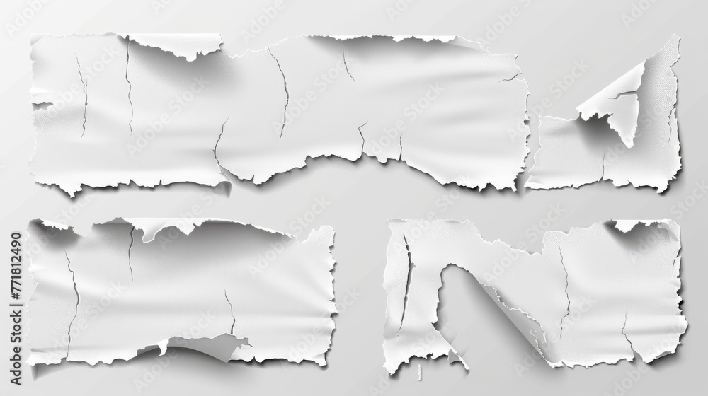 Poster an isolated tear-paper border, an edge-ripped note from a newspaper, a blank rip notebook background