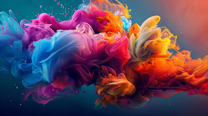 Vibrant colors swirling in futuristic underwater chaos, AI Generative.