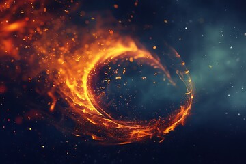 : Fvectors logo, glowing embers, burning flame effect. - obrazy, fototapety, plakaty