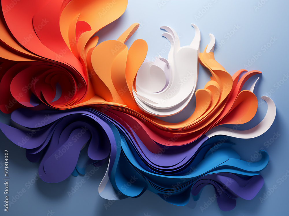 Aufkleber embark on a journey through abstract realism with a paper-cut background for versatile designs.