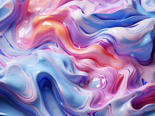 Colorful oil paint splashes create vibrancy in a 3D-rendered abstract background.