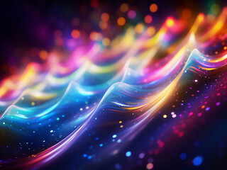 Colorful bokeh lights cast shadows on the abstract background