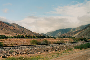 Panoramic sided view of the little town of Maimara, Jujuy Argentina