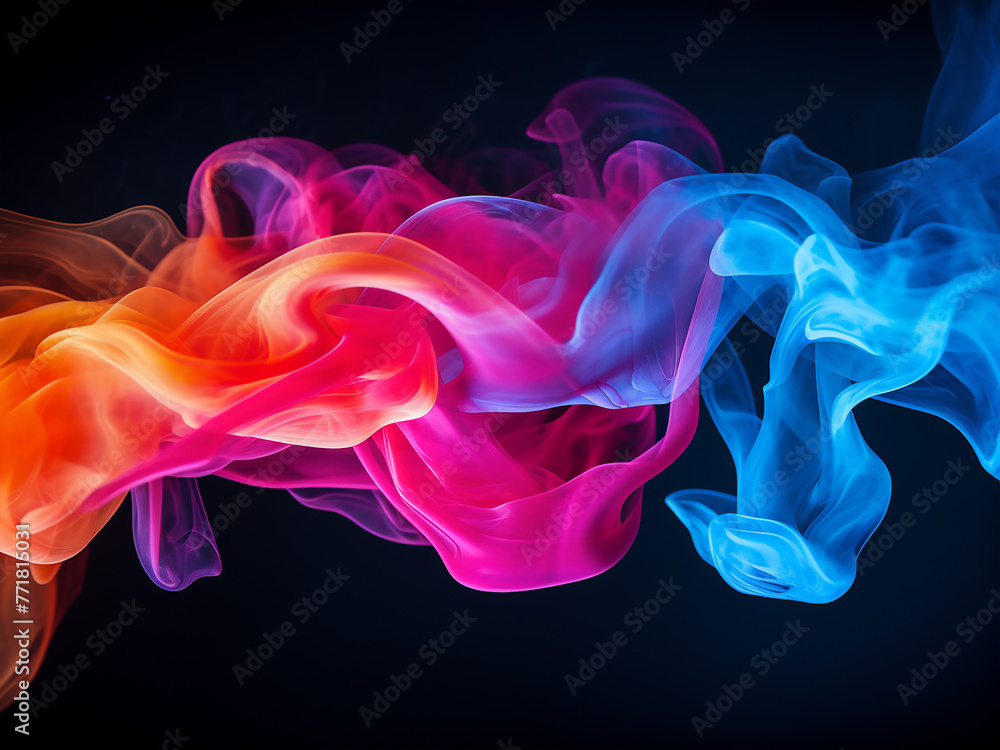 Poster liquid paint drops in water create abstract background with text area