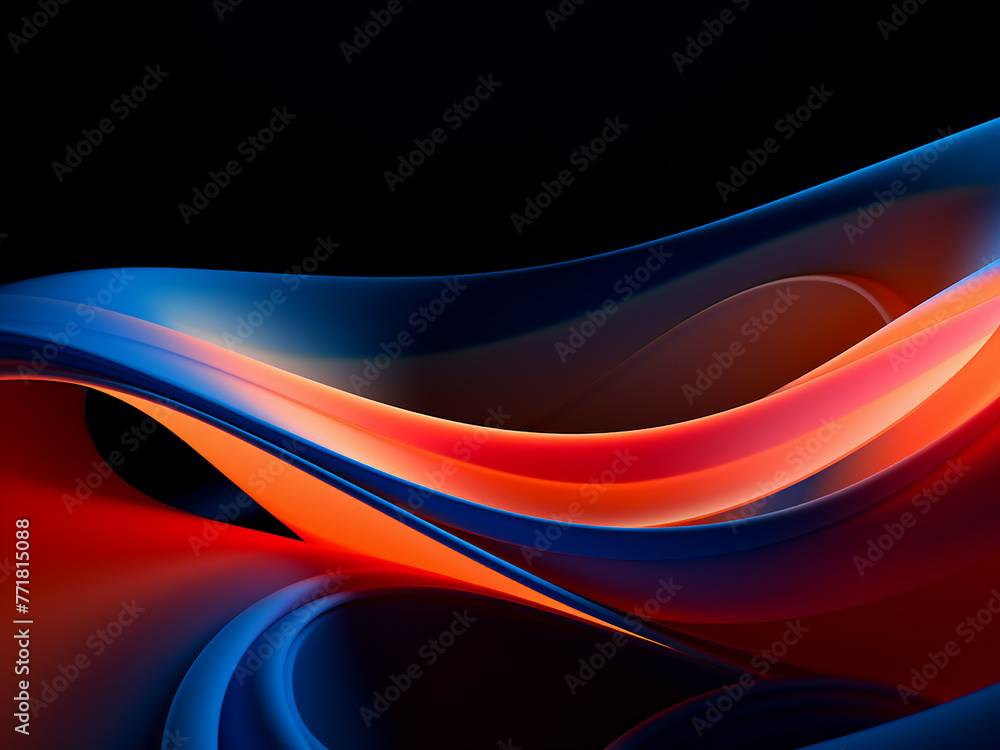 Poster neon light effects form lines and bokeh in the background