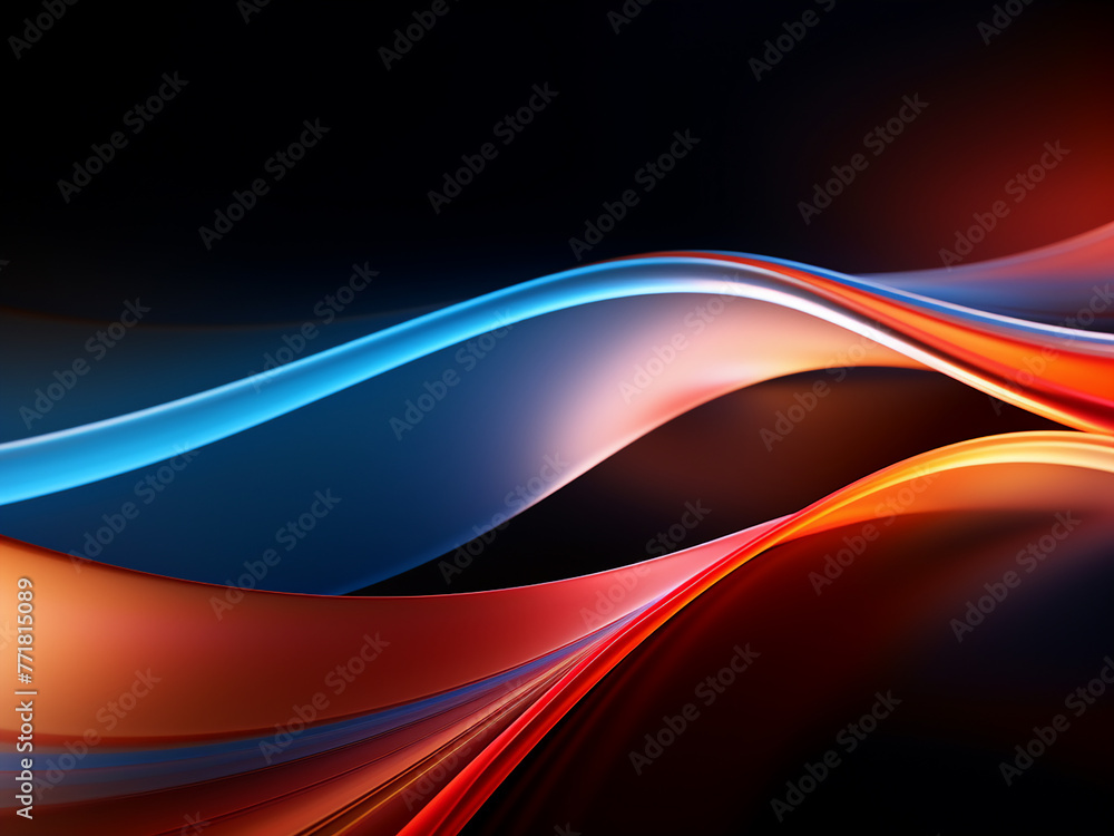 Poster lines and bokeh effect from neon lights adorn the backdrop