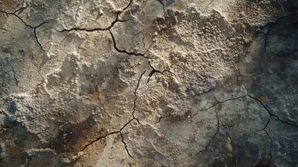 Weather-beaten grey rock wall with extensive holes and cracks. Rugged and textured geological formation. - obrazy, fototapety, plakaty